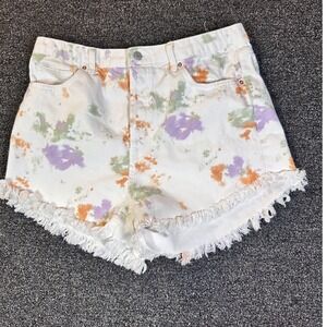 Wild‎ Fable Girls Tie Dye High Rise Denim Shorts White Purple Orange Size 14